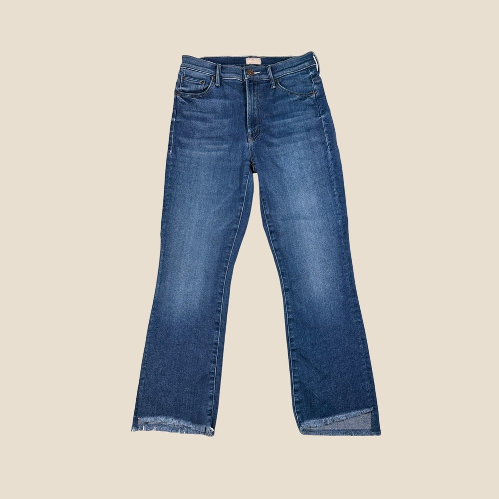 Mother The Insider Crop Step Fray Jeans Sweet And Sassy Blue Size 27